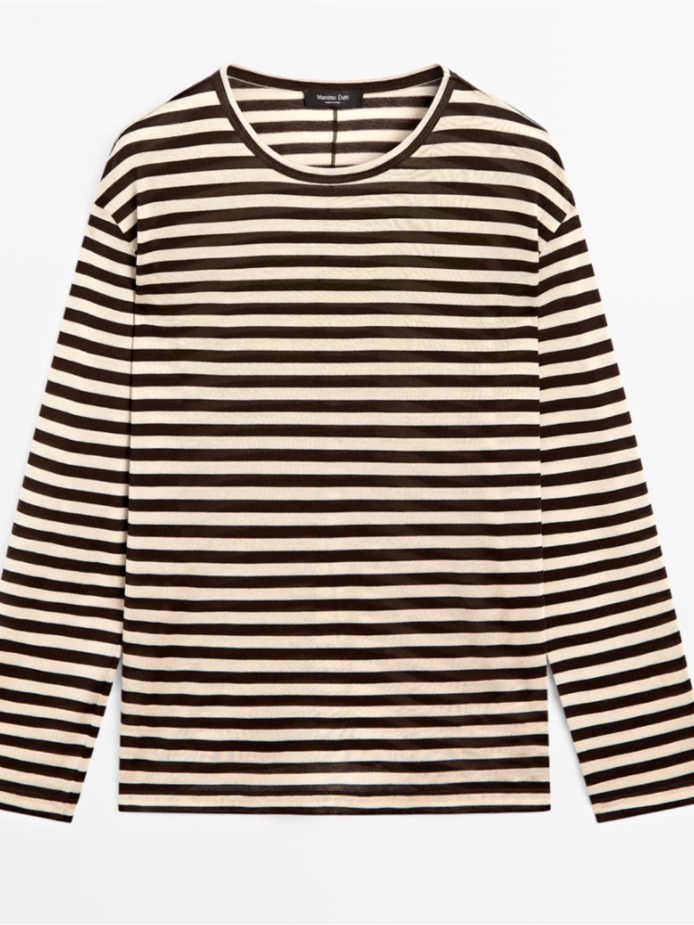 Massimo Dutti Striped Long Sleeve Tee in Cream and Black size S